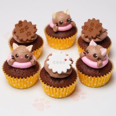 Photo1: Cat Cupcake Box(Cute|6pcs|Choco) (1)