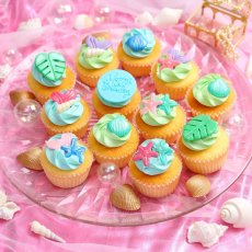 Photo1: Mermaid cupcake box (Light Bluer&Green|12pcs) (1)
