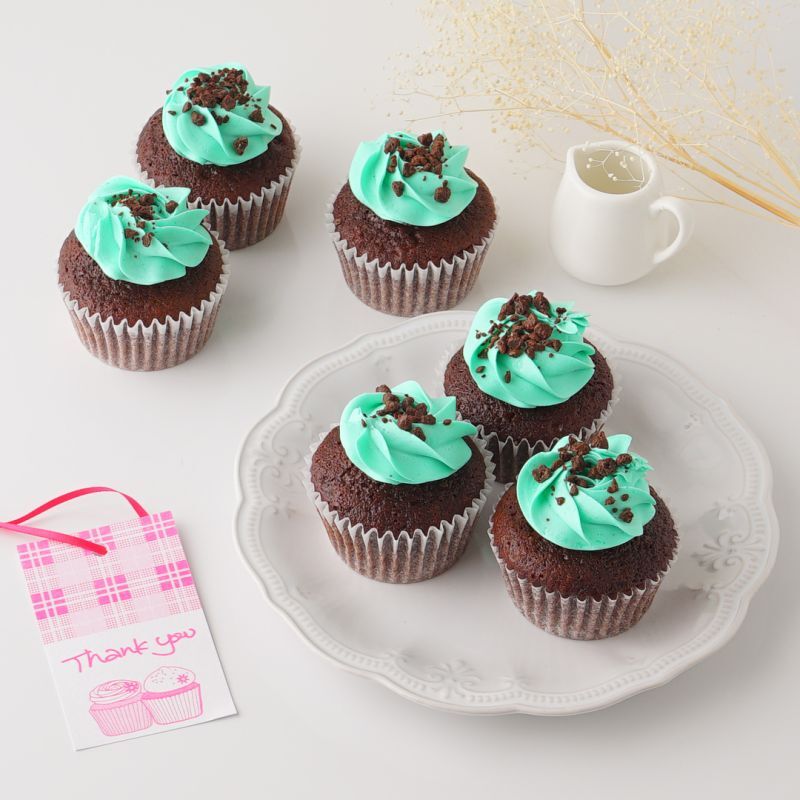 Photo1: Mint choco Cupcakes (×6)  (1)