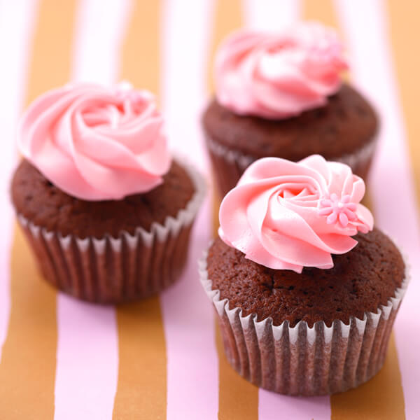 Photo1: Pink Choco Cupcakes (×6) (1)