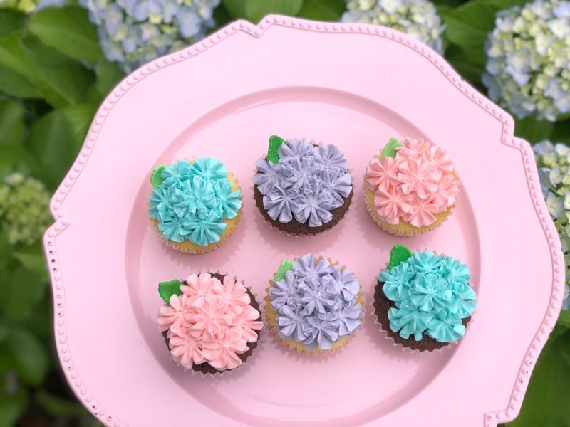 Photo1: Hydrangea cupcakes Box(6pcs) (1)